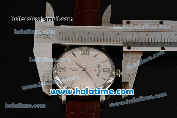 Patek Philippe Calatrava Swiss ETA 2824 Automatic Steel Case with White Dial and Stick/Roman Numeral Markers - Click Image to Close